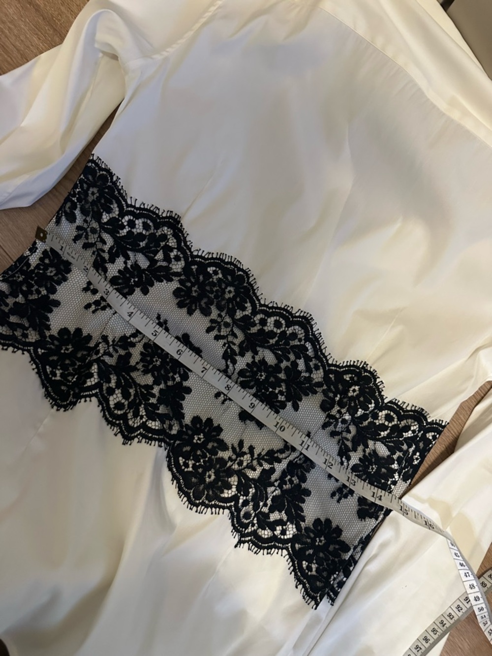 Valentino White Black Lace-Trim Silk Button-Up Blouse Top Size S - Picture 4 of 7